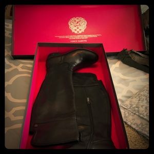 Vince Camuto OTK black leather boots